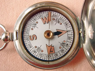 Close up View of compass dial with jewelled pivot bearing